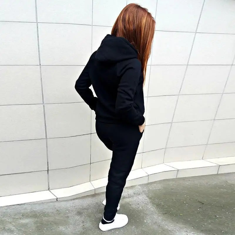 Solid Women Tracksuit Set - Hoodie & Pants (2PCS)