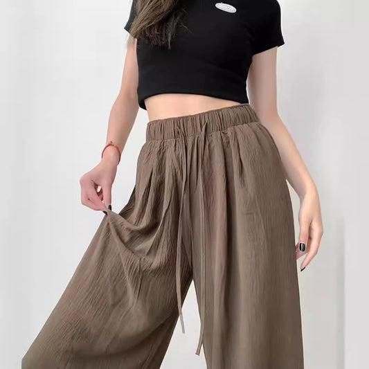 Summer Ice Silk Wide-Leg Pants