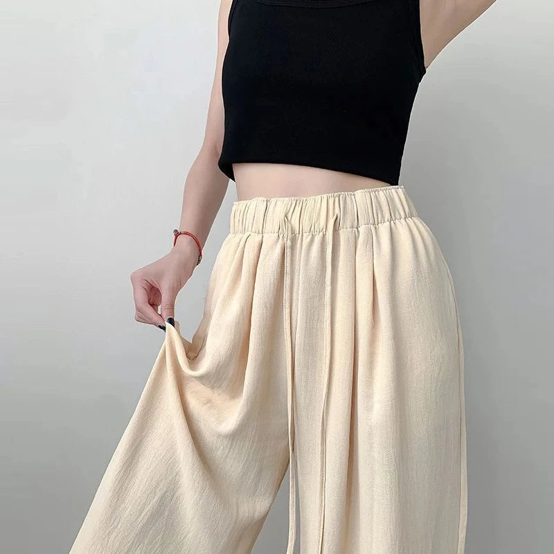 Summer Ice Silk Wide-Leg Pants