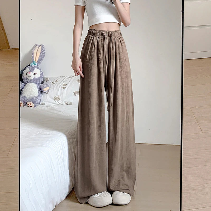 Summer Ice Silk Wide-Leg Pants