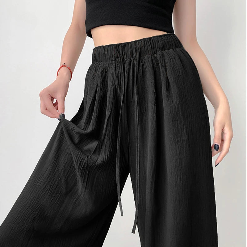 Summer Ice Silk Wide-Leg Pants