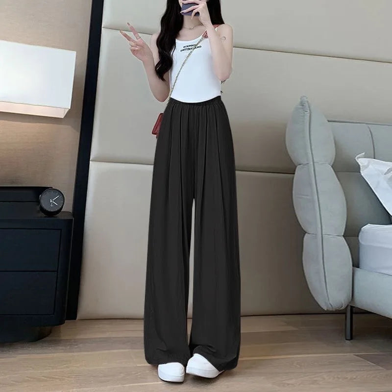 Summer Ice Silk Wide-Leg Pants