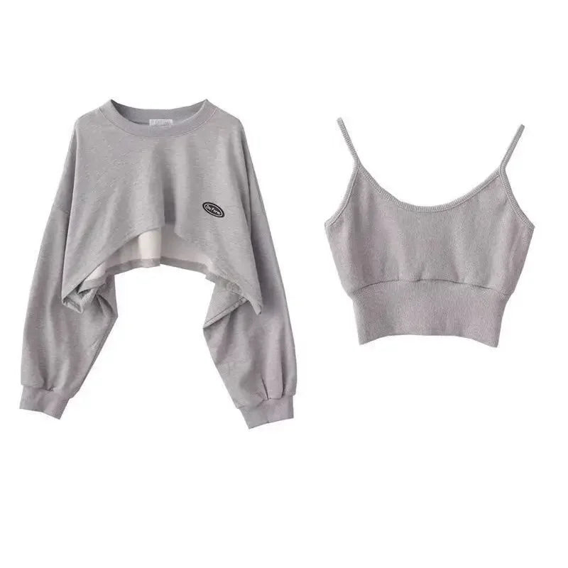 Asymmetrical Cropped Sweatshirt Set